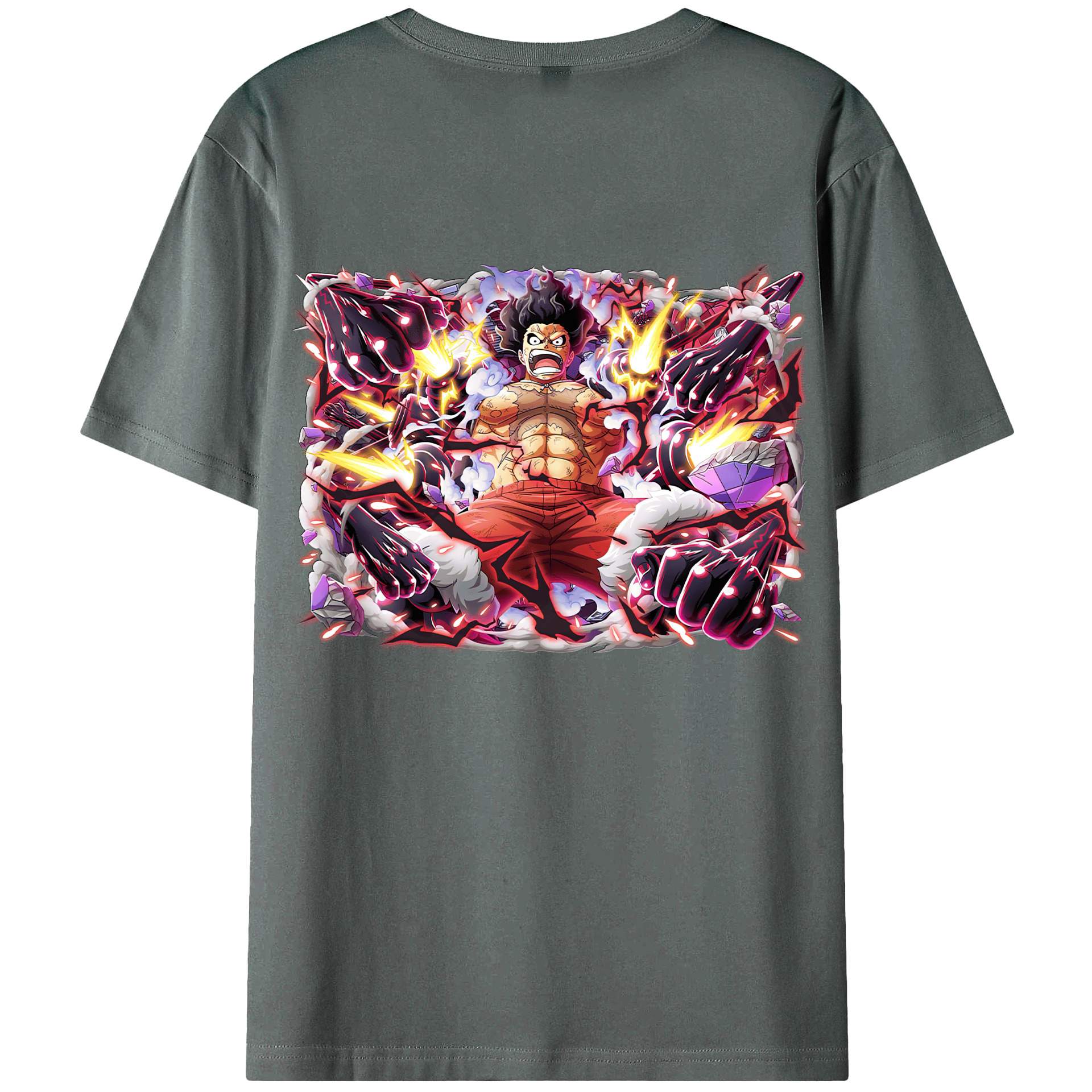 ワンピース モンキー・D・ルフィ ONE PIECE Monkey D. Luffy 綿100％ メンズ半袖Tシャツ（バックプリント） 通気性